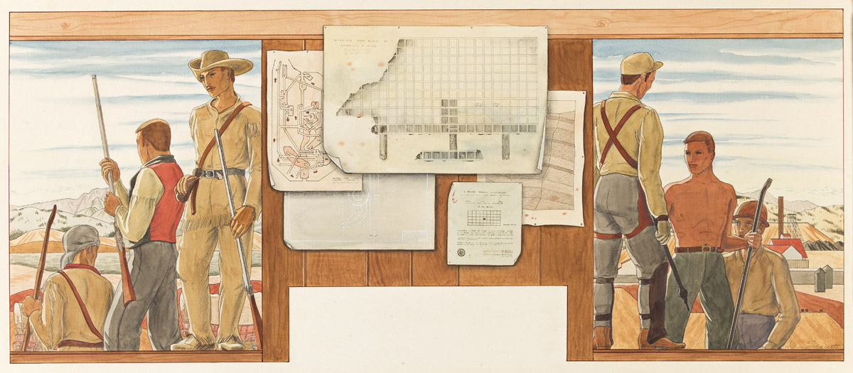JEAN SWIGGETT (1910-1990) Exploration and Mining, Kellogg, Idaho, (Mural Study).